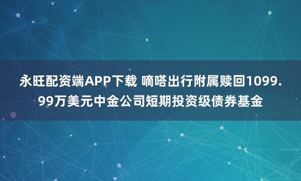 永旺配资端APP下载 嘀嗒出行附属赎回1099.99万美元中金公司短期投资级债券基金